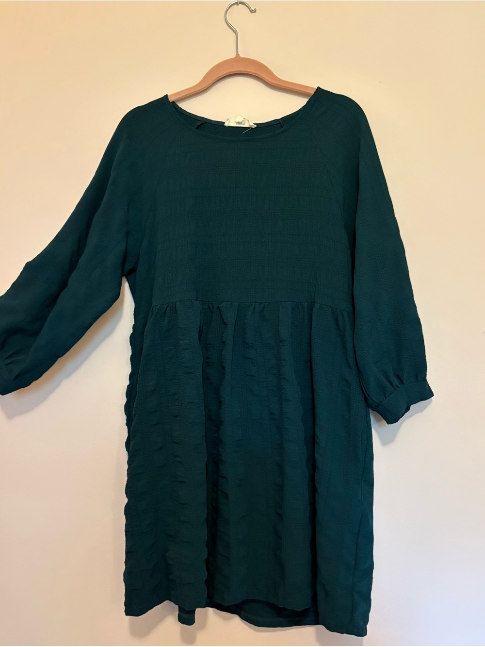 entro Deep Teal Long Sleeve Babydoll Dress